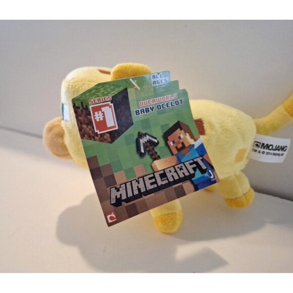 Minecraft Mooshroom & Ocelot Plush Set Red Yellow 7" Cow Cat 2014 - Picture 10 of 16